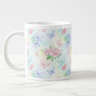 Elegante Vlinder Naadloos Print Grote Koffiekop