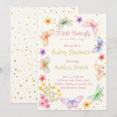 Elegante vlinder op de weg meisje Baby shower Kaart (Voorkant / Achterkant)