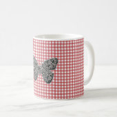 Elegante vlinder op Red Gingham Koffiemok (Voorkant rechts)