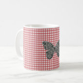 Elegante vlinder op Red Gingham Koffiemok (Voorkant links)