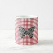 Elegante vlinder op Red Gingham Koffiemok (Center)