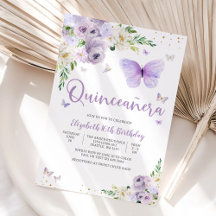 Elegante Vlinder Quinceañera Uitnodiging