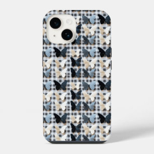 Elegante Vlinder Raster Patroon iPhone 14 Hoesje