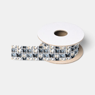 Elegante Vlinder Raster Patroon Satijnen Lint