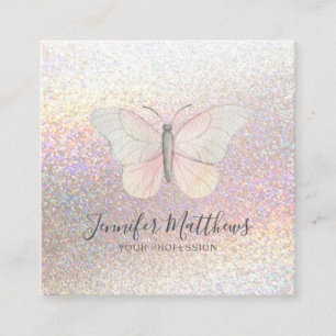 Elegante Vlinder Waterverf Glitter Sparkle Vierkante Visitekaartje