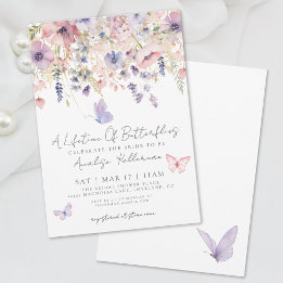 Elegante Vlinder Wilde Bloemen Bruidsdiner Kaart