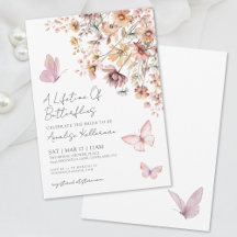 Elegante Vlinder Wilde Bloemen Bruidsdouche