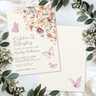 Elegante Vlinder Wildflower Bruidscadeau Kaart