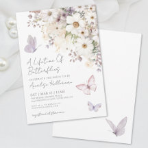 Elegante Vlinder Wildflower Bruidsuitnodiging