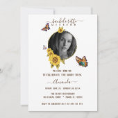 Elegante Vlinder Zonnebloemen Bruidsfeest Weekend Kaart (Voorkant)