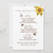 Elegante Vlinder Zonnebloemen Bruidsfeest Weekend Kaart (Achterkant)