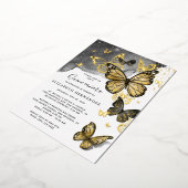 Elegante Vlinder Zwart Quinceanera Echt Goud Folie Uitnodiging (Gedraaid)
