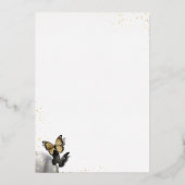 Elegante Vlinder Zwart Quinceanera Echt Goud Folie Uitnodiging (Achterkant)