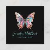 Elegante Vlinder Zwart Vierkant Bedrijf Vierkante Visitekaartje (Voorkant)