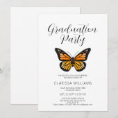 Elegante vlinder zwart & wit afstudeerfeest kaart (Voorkant / Achterkant)