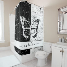  Elegante Vlinder Zwart & Wit Custom Name