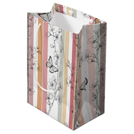 Elegante Vlinderbloesem (10) Medium Cadeauzakje (Voorkant Gekanteld)