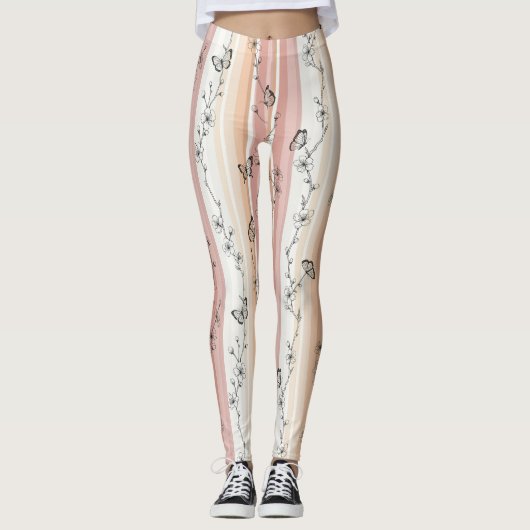 Elegante Vlinderbloesem (12) Leggings (Voorkant)