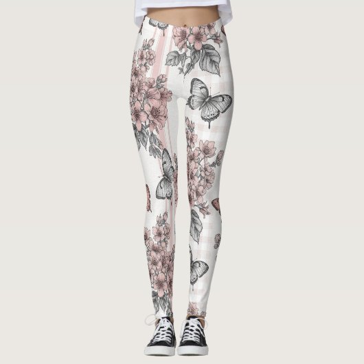 Elegante Vlinderbloesem (1) Leggings (Voorkant)