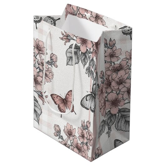 Elegante Vlinderbloesem (1) Medium Cadeauzakje (Voorkant Gekanteld)