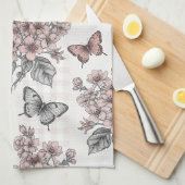Elegante Vlinderbloesem (1) Theedoek (Quarter Fold)