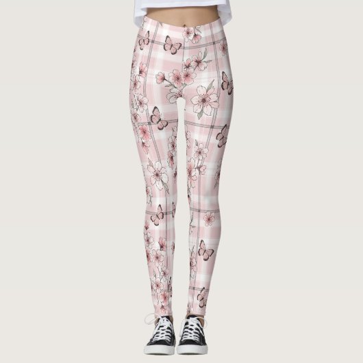 Elegante Vlinderbloesem (2) Leggings (Voorkant)
