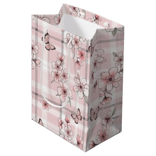 Elegante Vlinderbloesem (2) Medium Cadeauzakje (Voorkant Gekanteld)