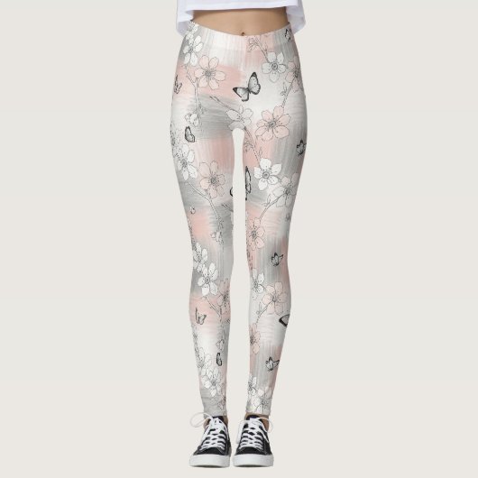 Elegante Vlinderbloesem (3) Leggings (Voorkant)