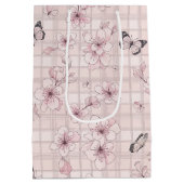 Elegante Vlinderbloesem (4) Medium Cadeauzakje (Achterkant)