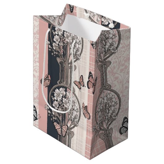 Elegante Vlinderbloesem (5) Medium Cadeauzakje (Voorkant Gekanteld)