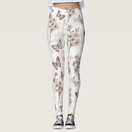 Elegante Vlinderbloesem (6) Leggings (Voorkant)