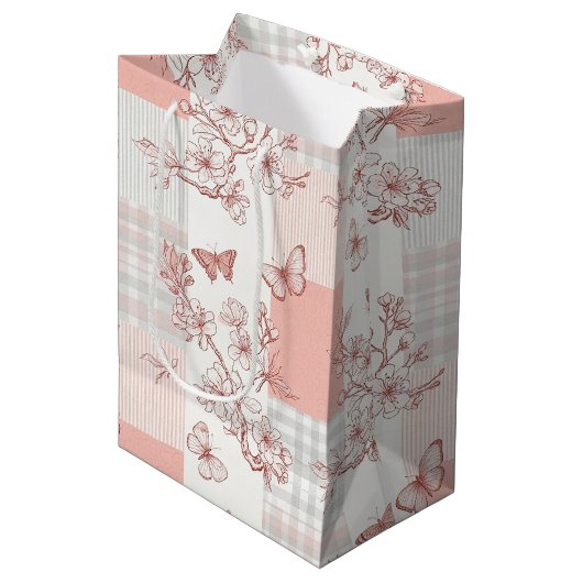 Elegante Vlinderbloesem (7) Medium Cadeauzakje (Voorkant Gekanteld)