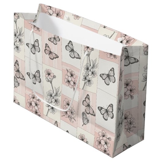 Elegante Vlinderbloesem (8) Groot Cadeauzakje (Voorkant Gekanteld)