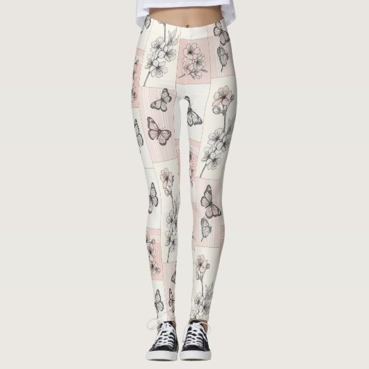 Elegante Vlinderbloesem (8) Leggings (Voorkant)