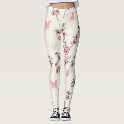 Elegante Vlinderbloesem (9) Leggings (Voorkant)