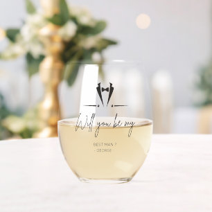Elegante vlinderdas Tuxedo Getuige Aanzoek Cadeau Wijnglas Zonder Voet