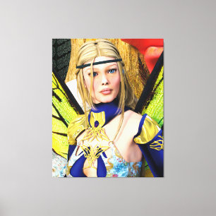 Elegante Vlinderfee Fantasie Portret Canvas Afdruk