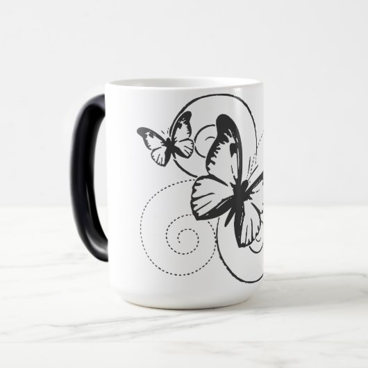 Elegante vlindermok magische mok (Voorkant links)