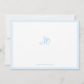 Elegante Vlindermonogram Baby Blue Gingham Plaid Notitiekaartje (Achterkant)