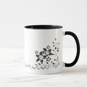 Elegante vlindermotief met bloemenslinger in lijnt mok