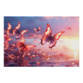 Elegante vlindermuur Art Glossy Poster (Voorkant)