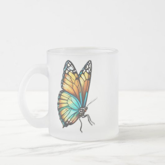 Elegante vlinderomtrek Frosted Glass Mok - 10 o (Links)