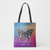 Elegante vlinderontwerp met geweldige zonsondergan tote bag (Voorkant)