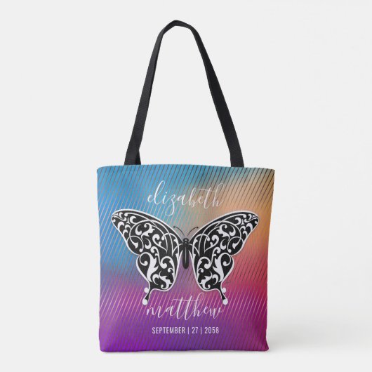 Elegante vlinderontwerp met geweldige zonsondergan tote bag (Achterkant)
