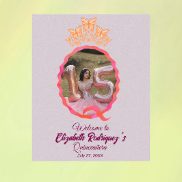 Elegante Vlinderprinses Tiara Crown Quinceanera Wandkleed