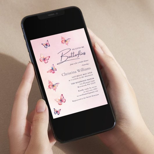 Elegante vlinders bruids douche uitnodiging