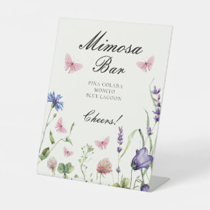 Elegante Vlinders Bruidsdiner Mimosa Bar Reclamebord Met Voetstuk