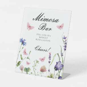 Elegante Vlinders Bruidsdiner Mimosa Bar Reclamebord Met Voetstuk