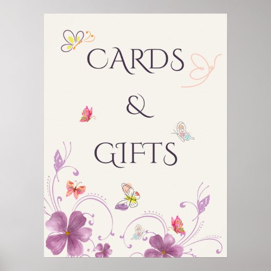 Elegante Vlinders Bruidsfeest Kaarten en Cadeaus Poster (Voorkant)