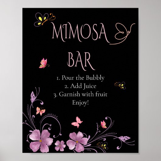 Elegante Vlinders Bruidsfeest Kaarten en Cadeaus Poster (Voorkant)